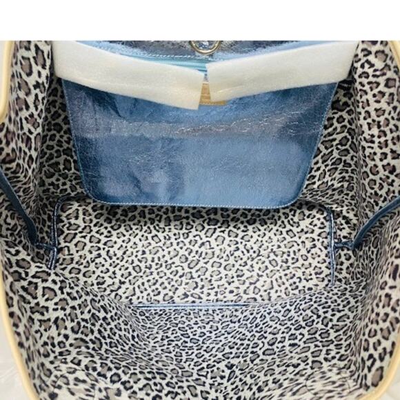 Sorial Holiday Tote Light Blue Vegan Leather Metallic Glazed Shopper Bag NWT - Picture 9 of 9